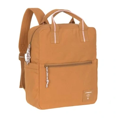 Image of LÄSSIG Baby Changing Backpack Bag with Mat and Pram Attachment Water Repellent Little One &amp; Me Square Big Caramel
