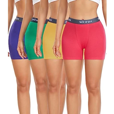 Image of wirarpa Women&#039;s Cotton Boxer Briefs 3&quot; Inseam Ladies Safety Shorts Anti Chafing Boyshorts Panties Multicolor 4 Pack Size L