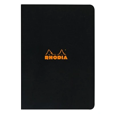 Image of RHODIA 119169C Black Piqué Notebook A4 Lined 96 pages White Clairefontaine paper 80 g/m Soft, resistant and waterproof coated card cover Classic