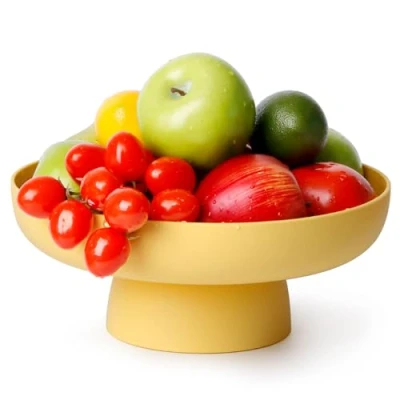 Image of NUTRIUPS Fruit Bowls for The Kitchen Plastic Yellow Basket Decorative Bowl