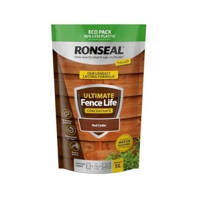 Image of Ronseal 950ml Ultimate Fence Life Concentrate Pouch, Red Cesar