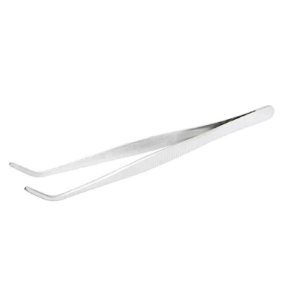 Image of Aoje Link 304 Stainless Steel Tweezers with Curved Serrated Tip Sewing Machine Electronic Repair Pliers Multi Purpose Tool Silver 1pcs