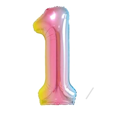 Image of Number Balloons 1,Rainbow 1 Balloon 40 Inch Giant Helium Foil for Boys Girls Party Decor Birthday Anniversary Graduation Decorations Supplies