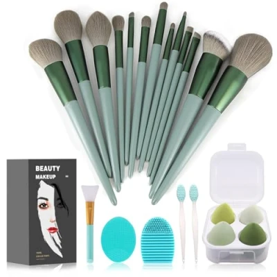 Image of Koccido Makeup Brushes 22 Pcs Kit,Foundation Brush Eyeshadow Make up Set (Green, Piece Large)