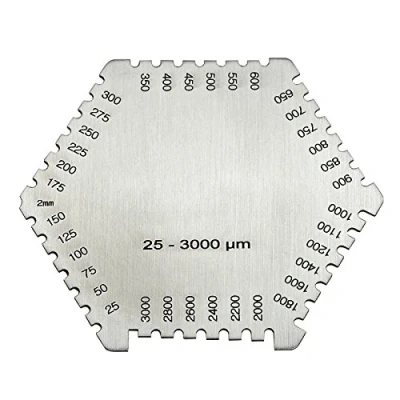 Image of RIVERWELD Hexagonal Wet Film Comb Thickness Gauge Card 25 3000 um Measurement for Paint and Coating