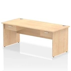 Image of Impulse 1800x800 Desk Maple Top Panel End 2x1 Drawer Fixed Ped