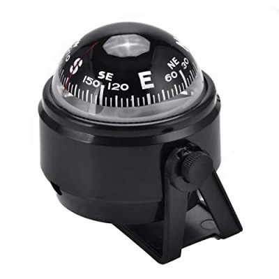 Image of Eddwiin Boat Compass, ABS Plastic Adjustable Compass Dash Mount Electronic Navigation Marine Night Ball for Boat, Truck, Caravan