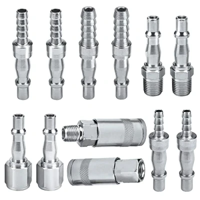 Image of 12 Pcs Air Compressor 1/4&quot; BSP,Air Line Connectors Fittings with Male Female Thread, Hose Pipe Connector Couplings Connector,Air Coupler and Plug Kit