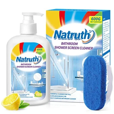 Image of NATRUTH Bathroom Shower Screen Cleaner, 500ml/17.6oz Glass Limescale Remover for Screen, Head, Faucet and Tile