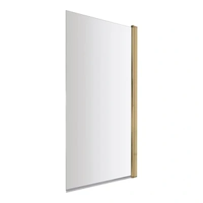 Image of Square 6mm Toughened Safety Glass Hinged Bath Screen Brushed Brass Balterley