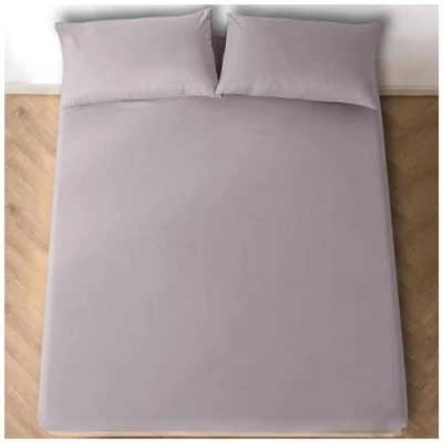 Image of Fitted Sheets Single Grey Polycotton Elasticated Corner Bed Sheet 10&quot;/(25CM) Deep Pockets Bottom (90 X 190 Cm) Machine Washable