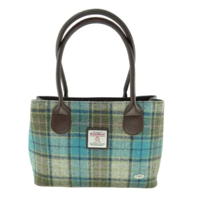 Image of Glen Appin of Scotland Harris Tweed Classic Handbag LB1003 Cassley (Colour 122 Turquoise/Tartan)