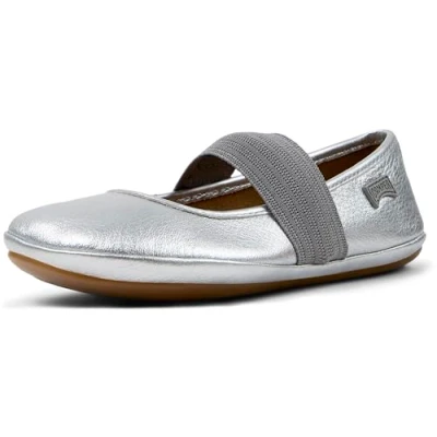 Image of Camper Right KIDS Ankle strap ballet pumps for kids, Size: 11.5K, Rebound silver Leather