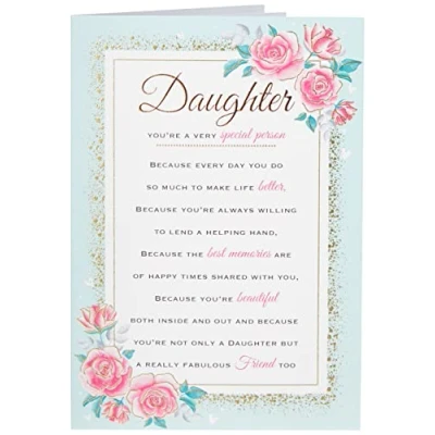 Image of Piccadilly Greetings Regal Publishing Heartfelt Wishes Sentimental Birthday Card Daughter ,white 9 x 6 inches