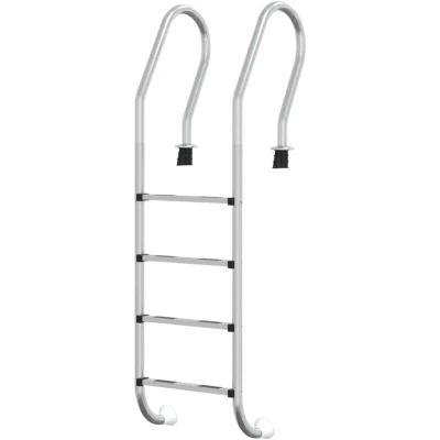 Image of vidaXL 304 Stainless Steel Inground Pool Ladder 54x38x184.5cm Non Slip 4 Step Stair for Pools &amp; Spas, Silver Finish