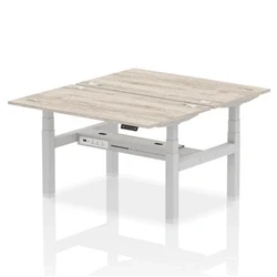 Image of Air B2B 1400x800mm Height Adjustable 2P Bench Desk CP Grey Oak/Silver