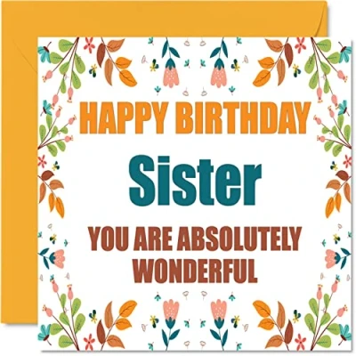 Image of Fun Birthday Cards for Sister Absolutely Wonderful Joke Happy Card from Brother, Gifts, 145mm x Sibling Greeting Gift