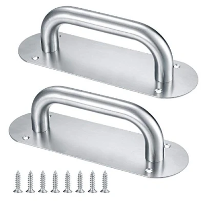 Image of HAOCHEN Door Handles, Pull Push Handles with Back Plate, Gate Cabinet Cupboard Barn Shed Toilet Sliding Heavy Duty Hardware
