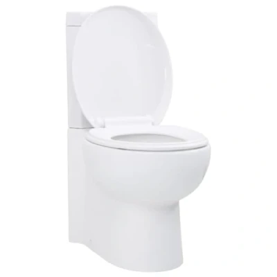 Image of vidaXL WC Ceramic Bathroom Corner Toilet White Soft Close Seat Water Saving