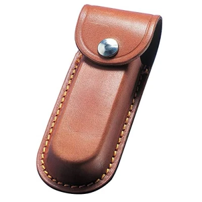 Image of TUFF LUV Genuine Chunky Leather Tan Case Sheath Pouch [Compatible With] Leatherman Wave+ / Rebar/Sidekick/Wingman/Charge+ Rev/Free P2 &amp; P4