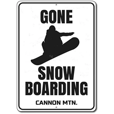 Image of TNND Gone Snow Boarding Sign Tin 8x12 inch
