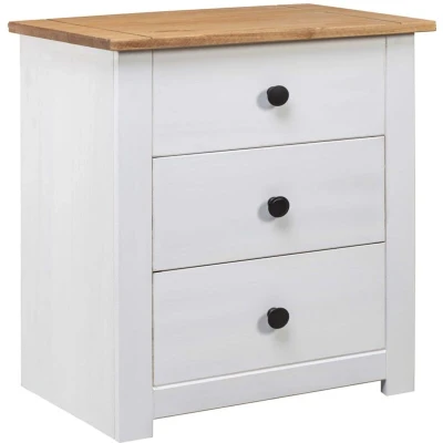 Image of vidaXL Bedside Cabinet White 46x40x57 cm Pinewood Panama Range