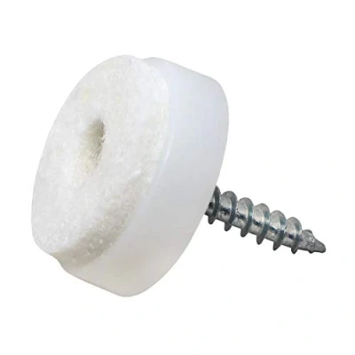Image of Adsamm® / 4 x Felt pads with screws Ø 0,79&#039;&#039; (Ø 20 mm) white round Premium quality furniture sliders screw by