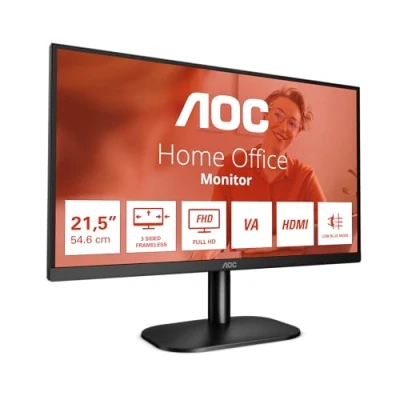 Image of AOC 22B2H 22 inch FHD Monitor, 75Hz, VA, 7ms Frameless design, Tilt, lowBlue Mode, Flicker Free (1920 x 1080 @ HDMI/VGA)