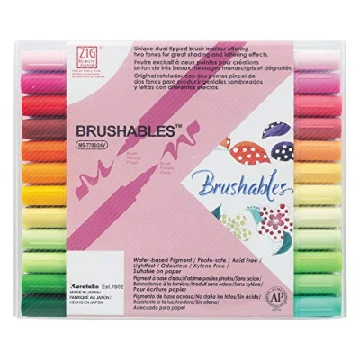 Image of Kuretake Zig MS770024V Memory System Two Toned Brushables Colour Set of 24, Felt Tip