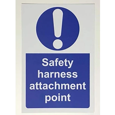 Image of Safety harness attachment point sign Self adhesive sticker 200mm x 150mm