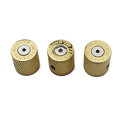 Image of Guyker Guitar Knobs with 6mm Dia. Shaft Pots Bullet Case Style Tone and Volume Control Potentiometer Knob Replacement for Precision Electric or Bass (3 Piece, Golden)