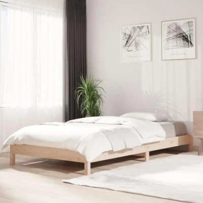 Image of vidaXL Stack Bed 90x190 cm Space Saving Single in Solid Pine Wood Stackable Design Brown Frame with Slats for Bedroom
