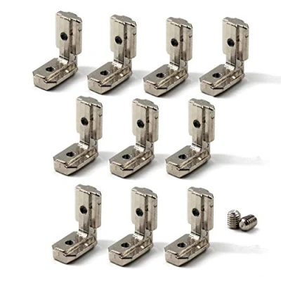 Image of T Slot L Shape Corner Connector with Screws Joint Bracket for 40 Series European Standard Aluminum Profile Nickel Plated Zinc Alloy 10PCS