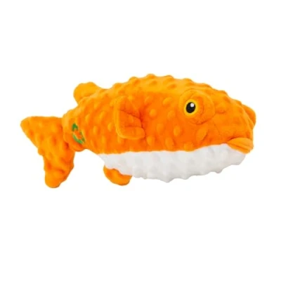 Image of Ancol Made From Puffer Fish Dog Plush Toy Stuffed Funny Entertaining Pet Game Puppy Interactive with Squeaker