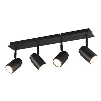 Image of Trio Leuchten Angelo 880400432 Bathroom Ceiling Light Metal Matte Black 4X GU10 Bulbs Not Included