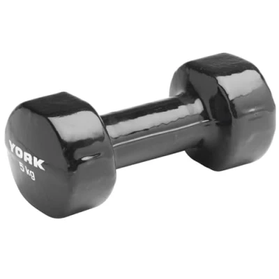 Image of York Fitness Single Vinyl Dipped Dumbbell (Fitbell), Black, 5 Kg