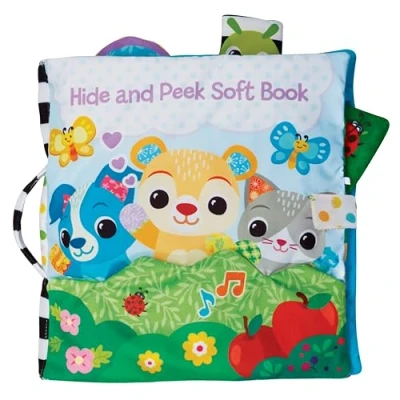 Image of VTech Baby Hide and Peek Soft Book, Sensory Book with 6 Tactile Pages, Melodies Songs Detachable Bear, Interactive Toy, Gift for Babies 3, 6, 12, 18 Months Plus, English Version