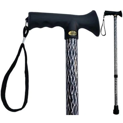 Image of TAMAKA® Black Premium Ladies Engraved Etched Adjustable Walking Stick Cane with Soft Grip Gel Ergonomic Handle for Women Sparkly Glitter Design Petite or Tall 25.5 35.5