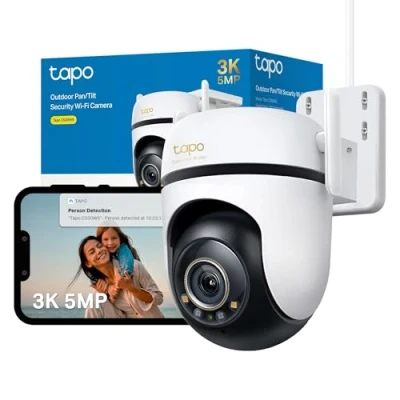 Image of Tapo 3K 5MP Wi Fi Outdoor Camera, 360 coverage Pan/Tilt Security IP66 Weatherproof, Person/Pet/Vehicle Detection and Notification, Sound Light Alarm, Colour Night Vision (C530WS)