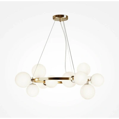 Image of Maytoni Dallas Modern 1 Globe Pendant Ceiling Light Gold, Matte White Shade, G9