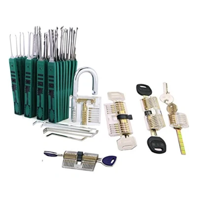 Image of TPM Go 32pcs Lock Pick Tools with 5pcs Transparent Training Locks,Transparent Picking Practice Set