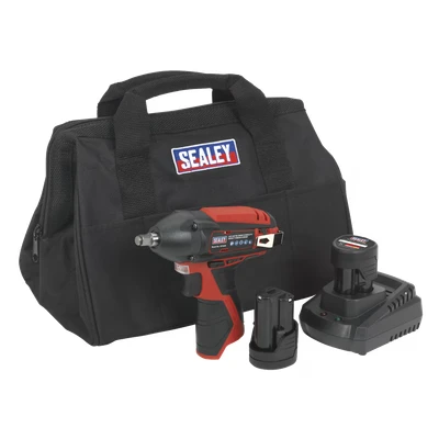 Image of Sealey Impact Wrench Kit 3/8&quot;Sq Drive 12V SV12 Series 2 Batteries