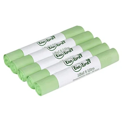 Image of Mini 3L Compostable Caddy Bags 125 Liners Kitchen Worktop Compost Food Waste Bin for EN13432