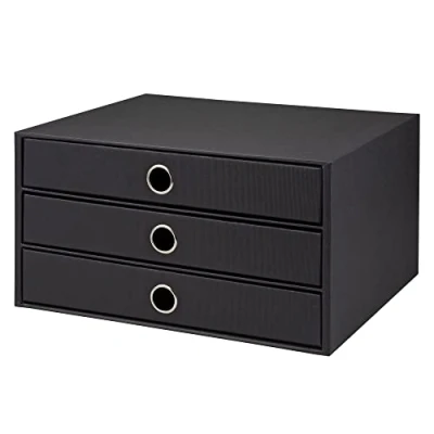 Image of Rössler Soho 3 Drawer Filing Storage Box for A4 Black