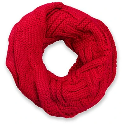Image of styleBREAKER knit loop scarf with grid and rib pattern, single colour fine snood, winter scarf, unisex 01018155, Colour:Red