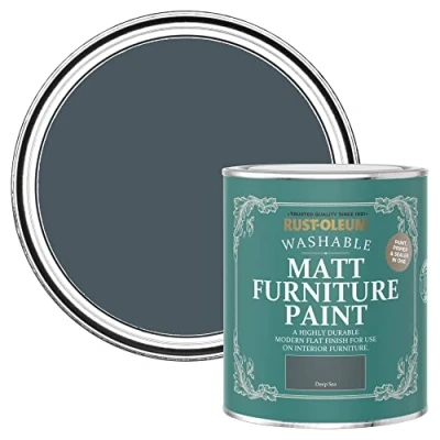 Image of Rust Oleum Green Furniture Paint in Matt Finish Deep Sea 750ml