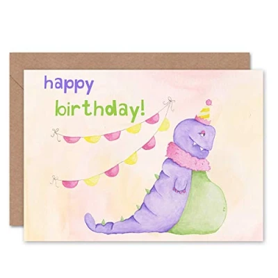 Image of Wee Blue Coo Wild Monsters Marigold Happy Birthday Sealed Greeting Card Plus Envelope Blank inside