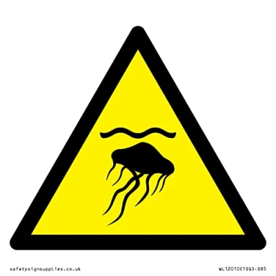 Image of W069 Warning: Jellyfish Sign 85x85mm S85