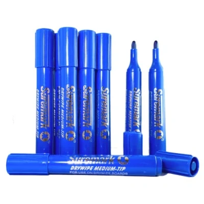 Image of SureMark Drywipe Blue Box of 10 Whiteboard Pens Dry erase Markers Ideal for Schools &amp; Offices