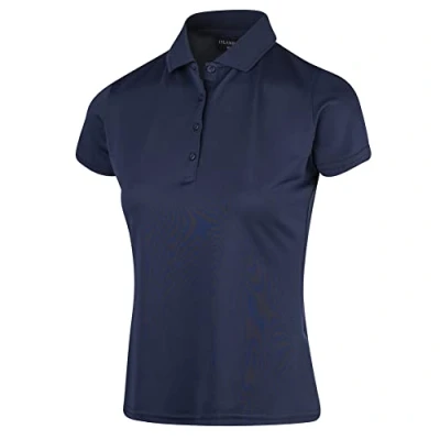 Image of Island GREEN Womens Iglts1851 Ladies Essentials Stretch Breathable Micro Pique Golf Polo Shirt, Navy, 18 EU